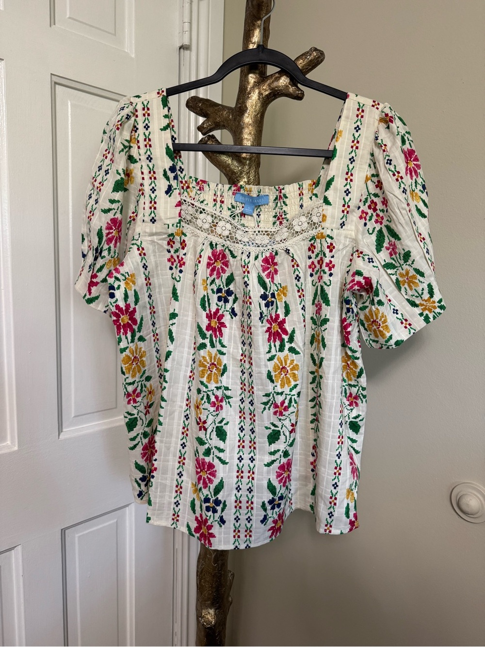 NEW Draper James Floral Square Neck Floral Top $98 Multiple Sizes NWT - Picture 2 of 10